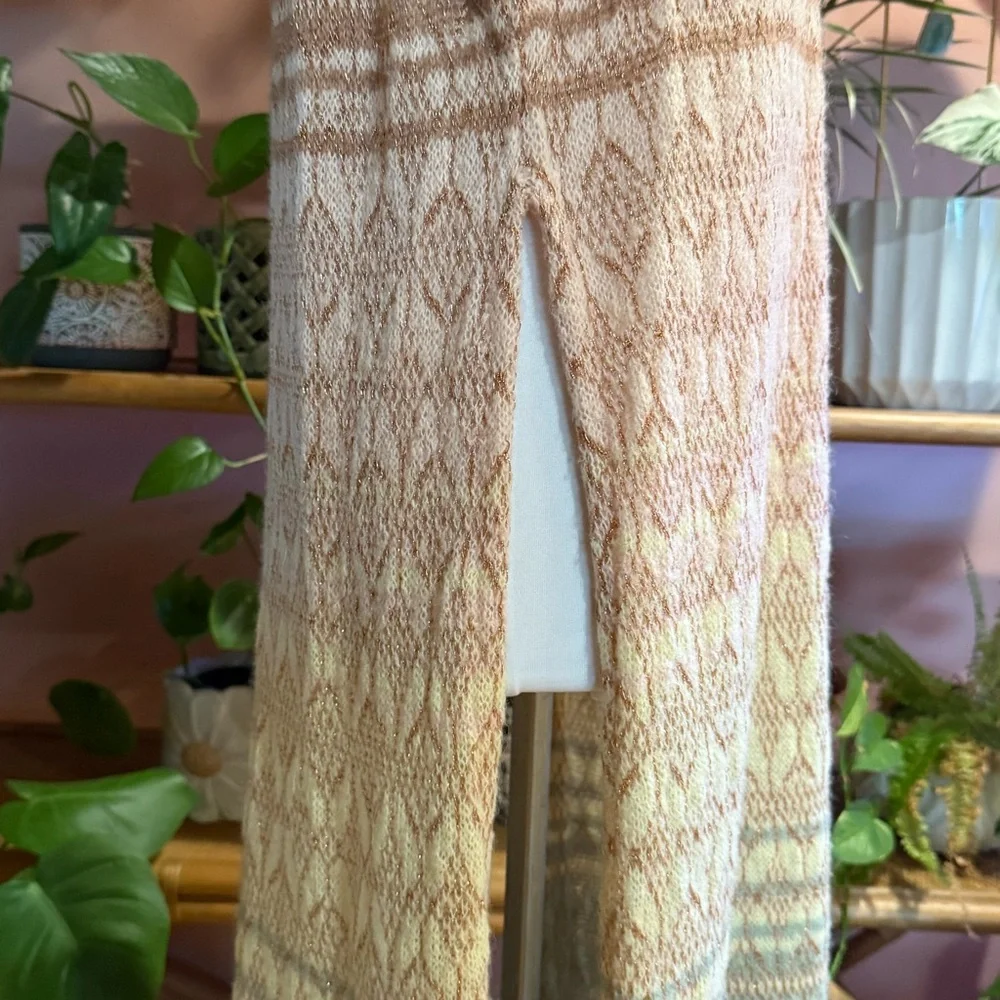 Free People Multicolor Knit Sleeveless Metallic Turtleneck Long Maxi Tunic Small